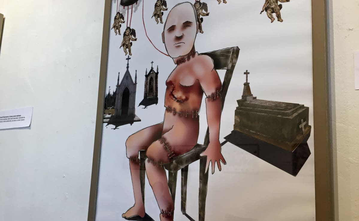 Kuva kokoon parsitusta miehestä.