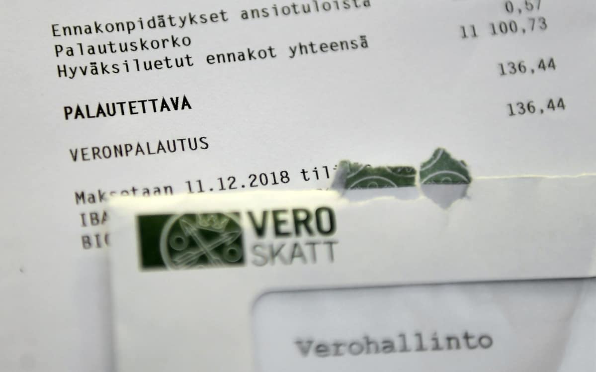 Veronpalautuksia saavan henkilön verokortti.