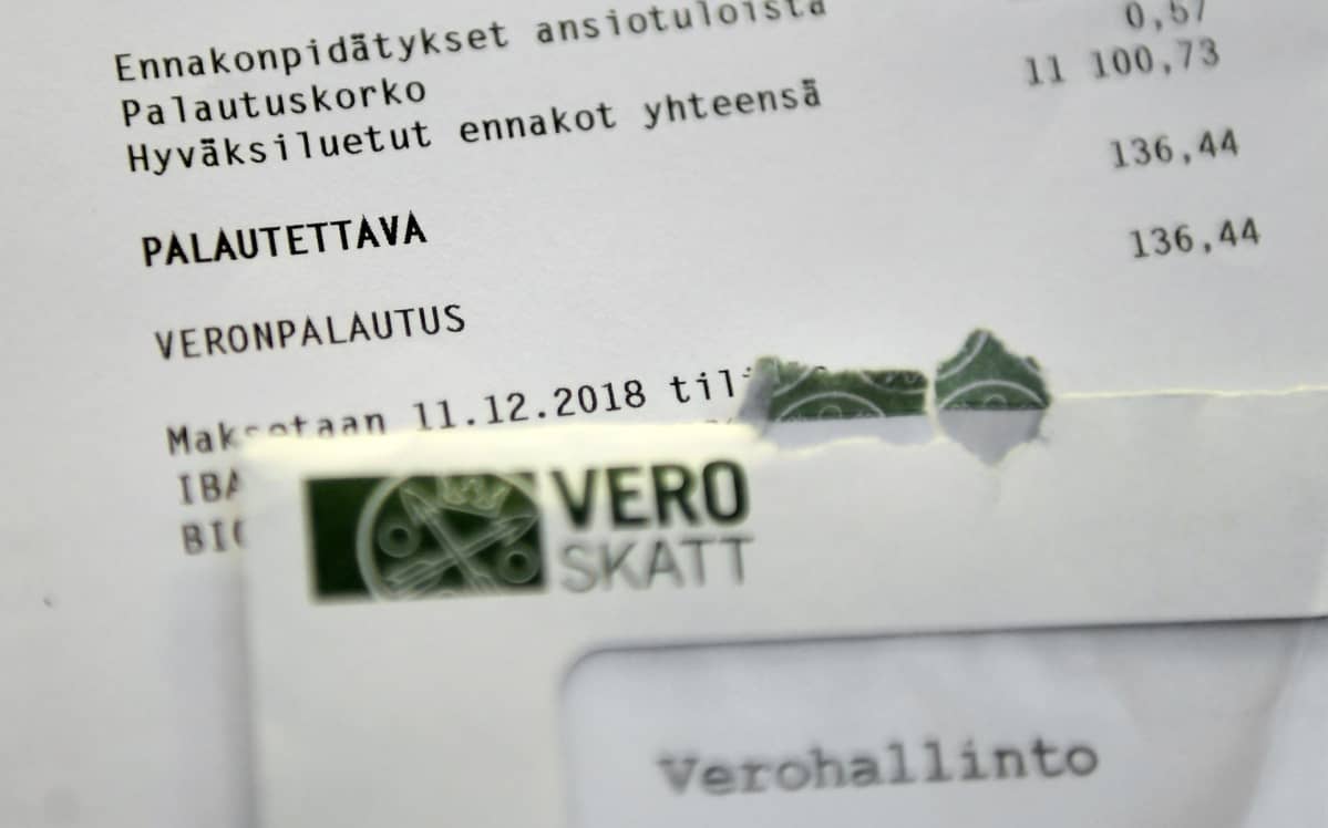 Veronpalautuksia saavan henkilön verokortti.
