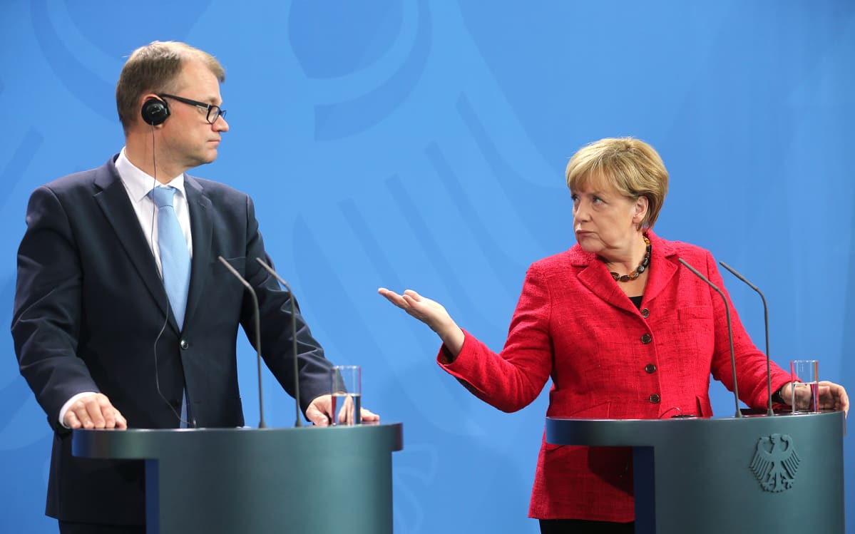 Pääministeri Juha Sipilä ja Saksan liittokansleri Angela Merkel Berliinissä 22. syyskuuta.