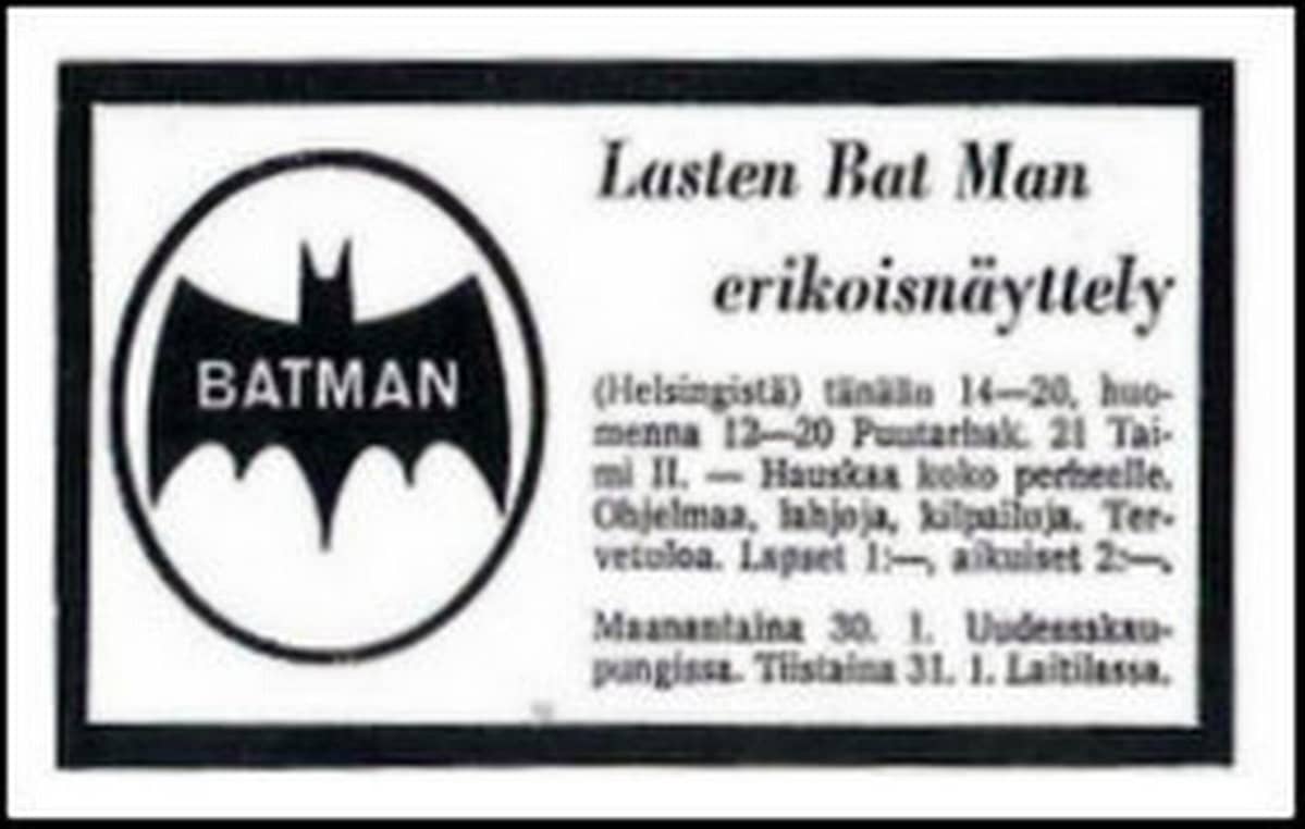 Näin lasten Lepakkomies-tapahtumaa mainostettiin lehdessä