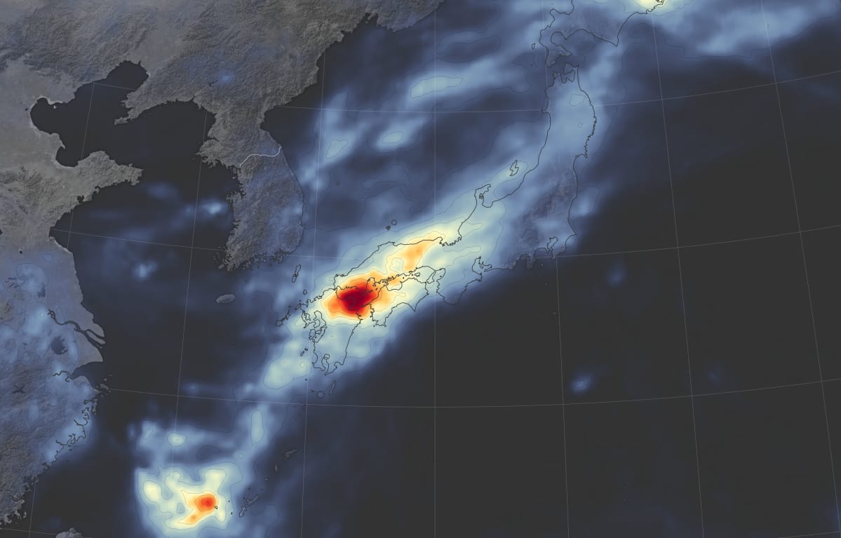 Grafiikkaa Japanin sateista