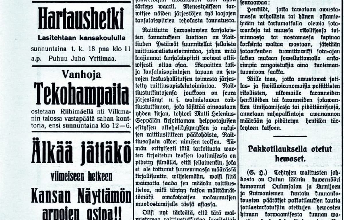 Mainos Riihimäen Sanomissa 17.2.17