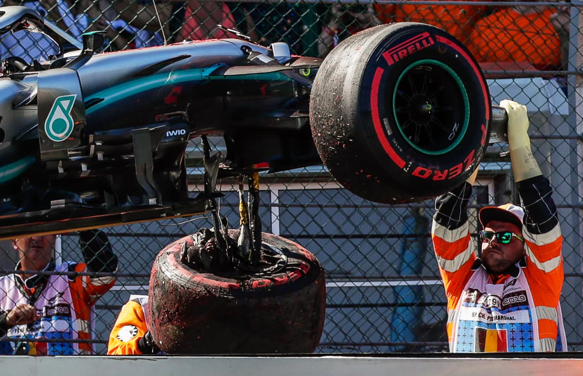 Lewis Hamiltonin auto kolmansissa harjoituksissa, Belgia 2019
