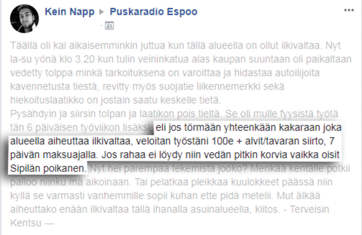Facebook-teksti