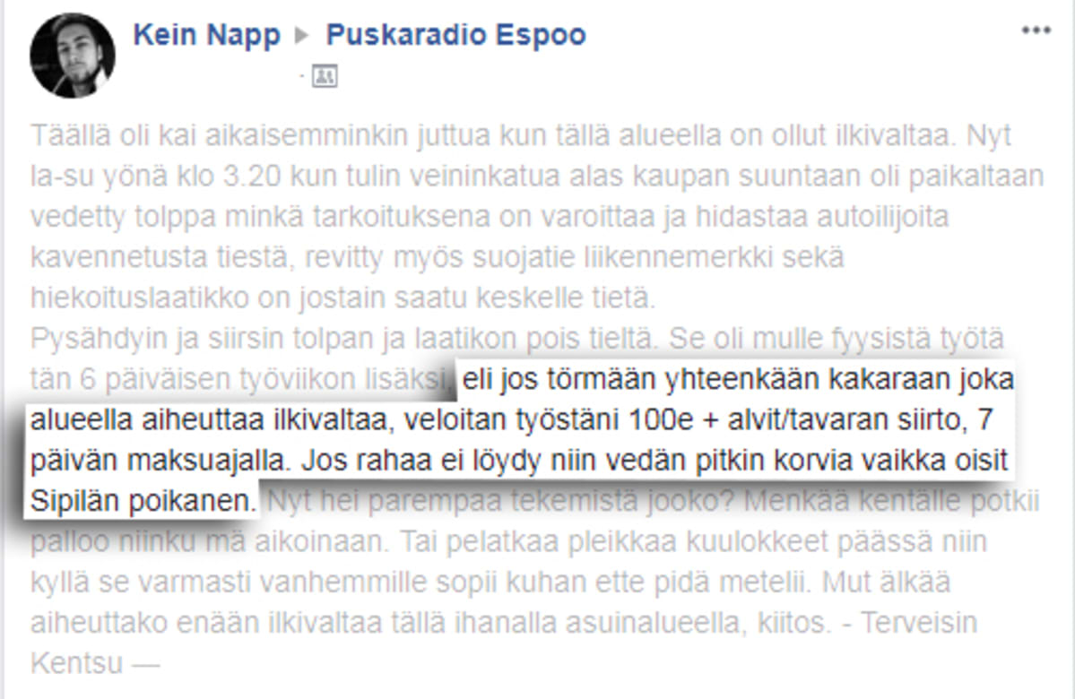 Facebook-teksti