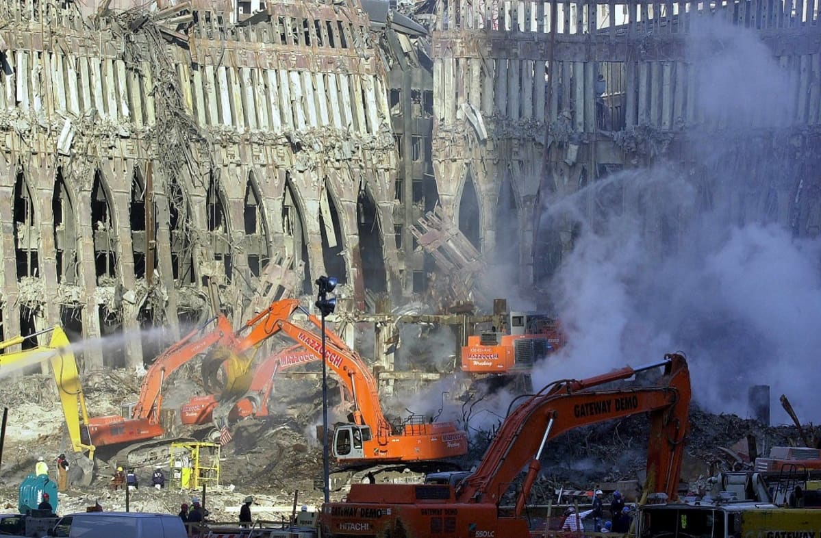 WTC:n raunioita New Yorkissa.