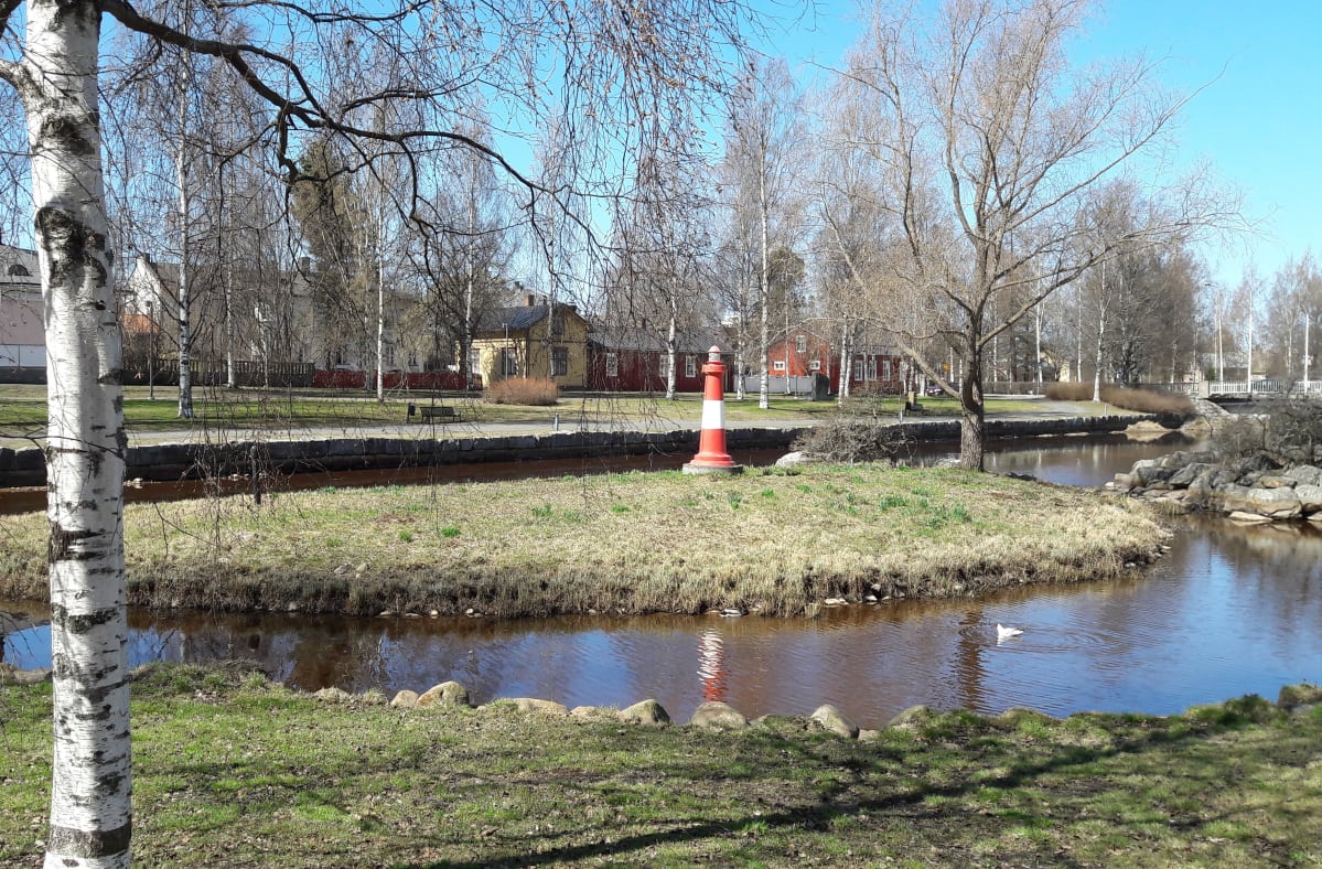 Suntin saari oli keskiviikkona 9.5.2018 vielä melko harmaa.
