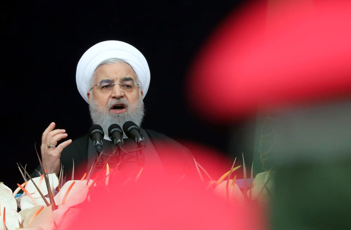 Iranin presidentti Hassan Ruhani puhui maanantaina Teheranissa islamilaisen vallankumouksen 40-vuotisjuhlan kunniaksi.