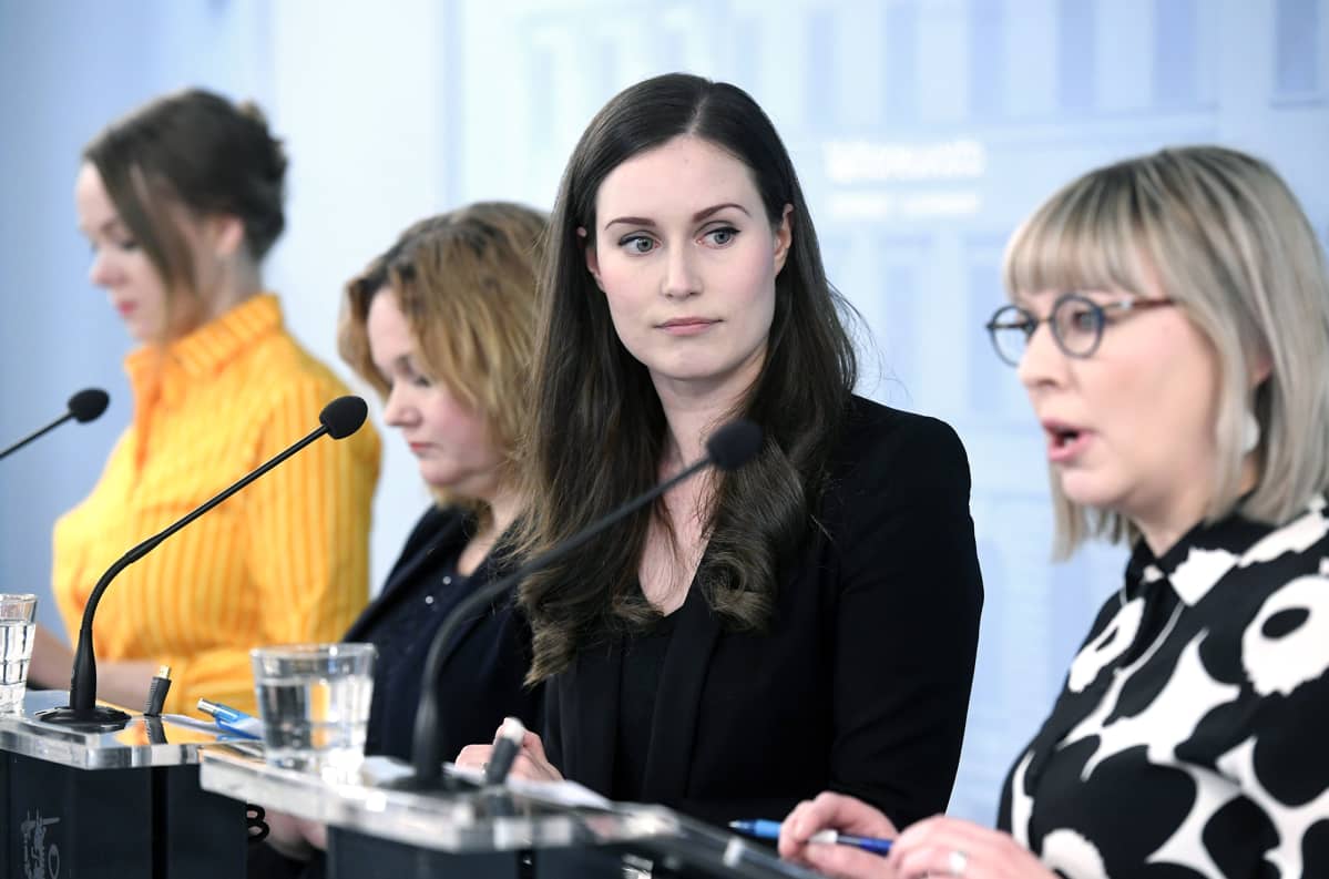 Katri Kulmuni, Krista Kiuru, Sanna Marin ja Aino-Kaisa Pekonen