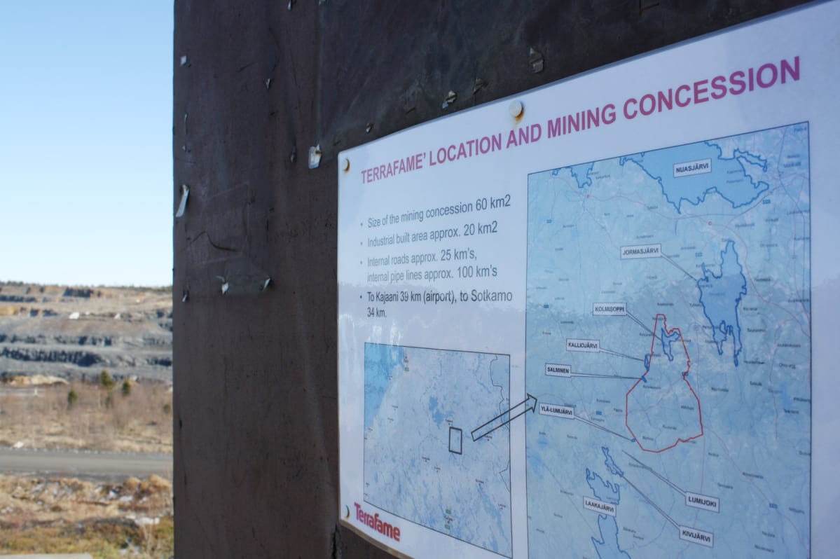Terrafame' location and mining concession - kartta.