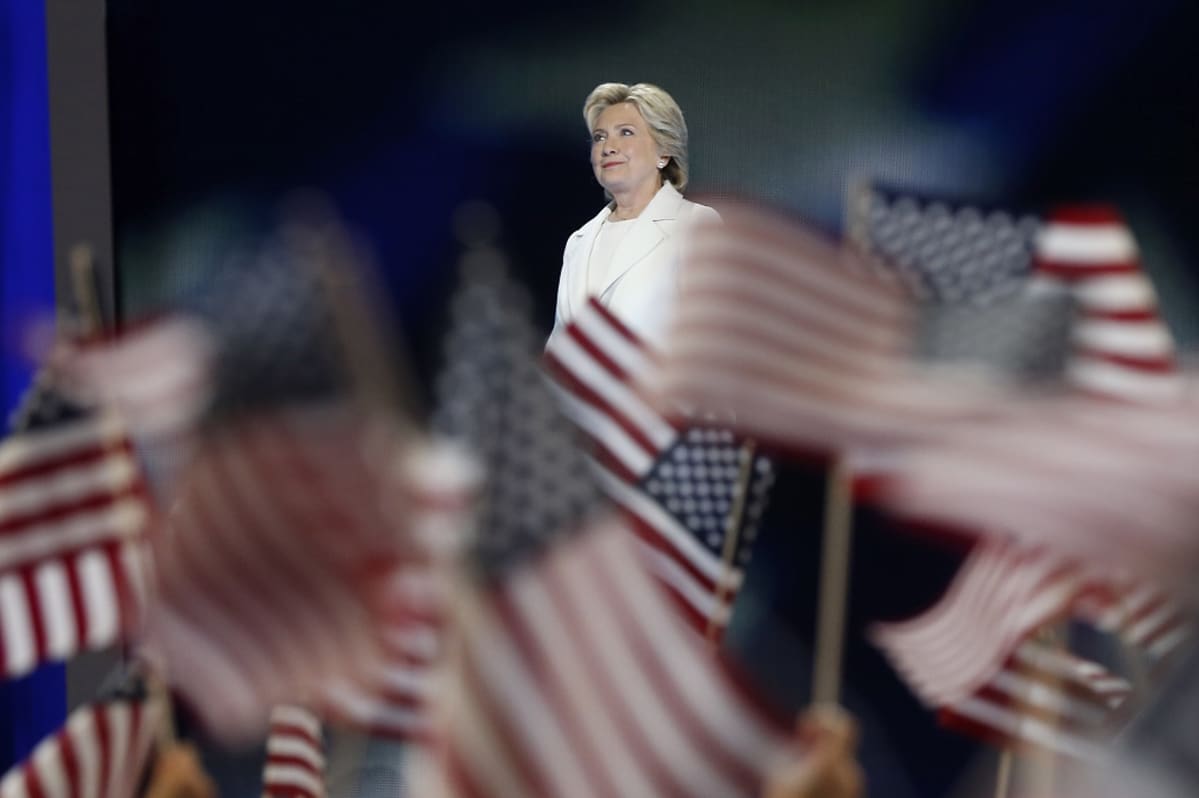Hillary Clinton Philadelphian puoluekokouksessa 29.7.2016
