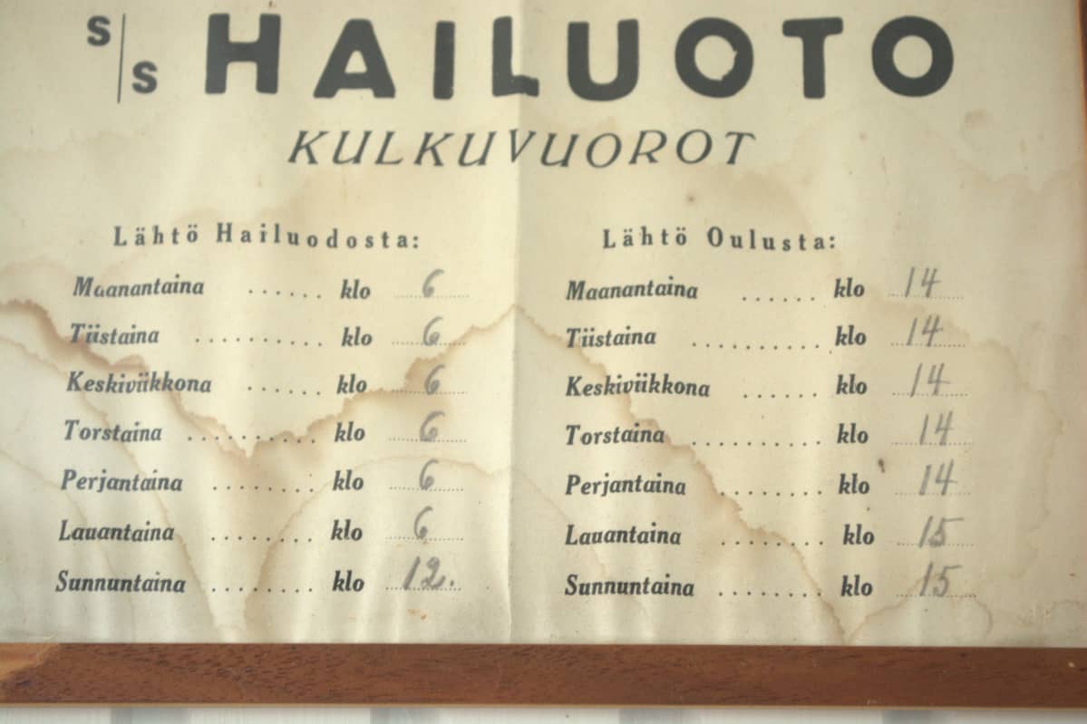 Laiva kulki saaren ja mantereen välilä joka päivä avovesikaudella.