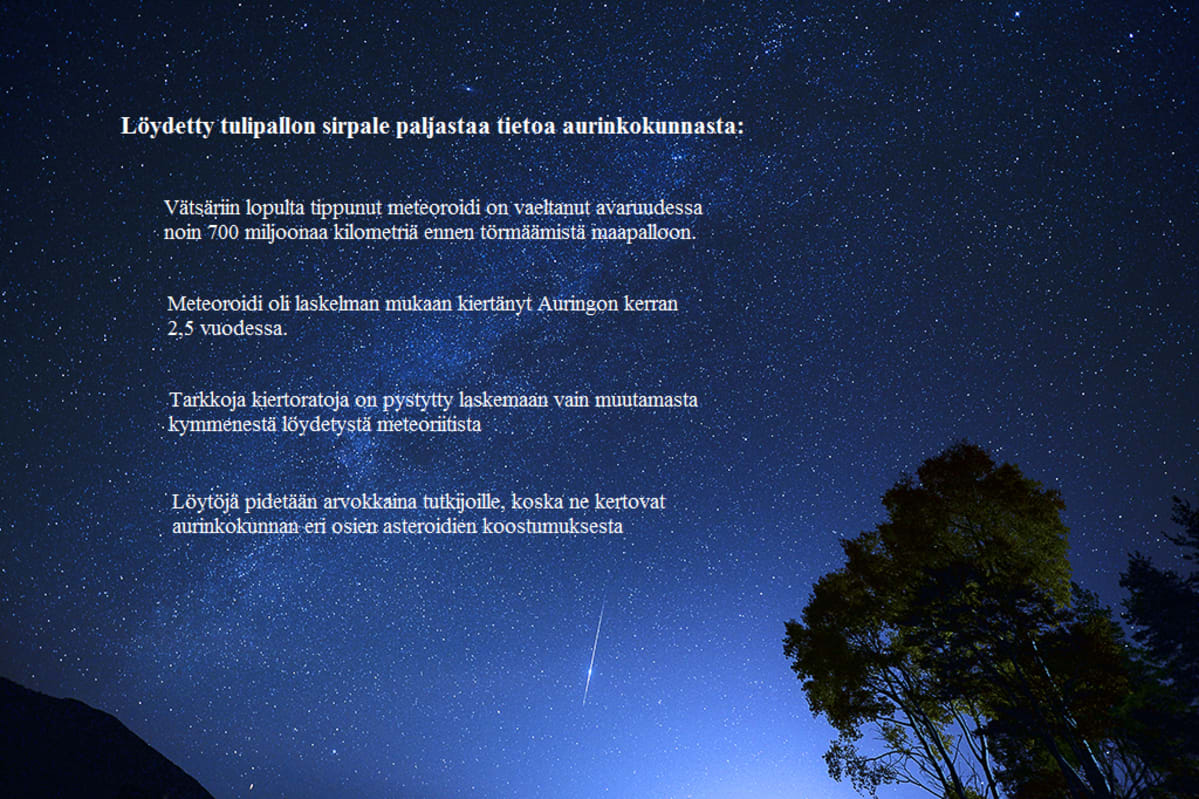 Tietoja Vätsäriin pudonneesta metoriitista