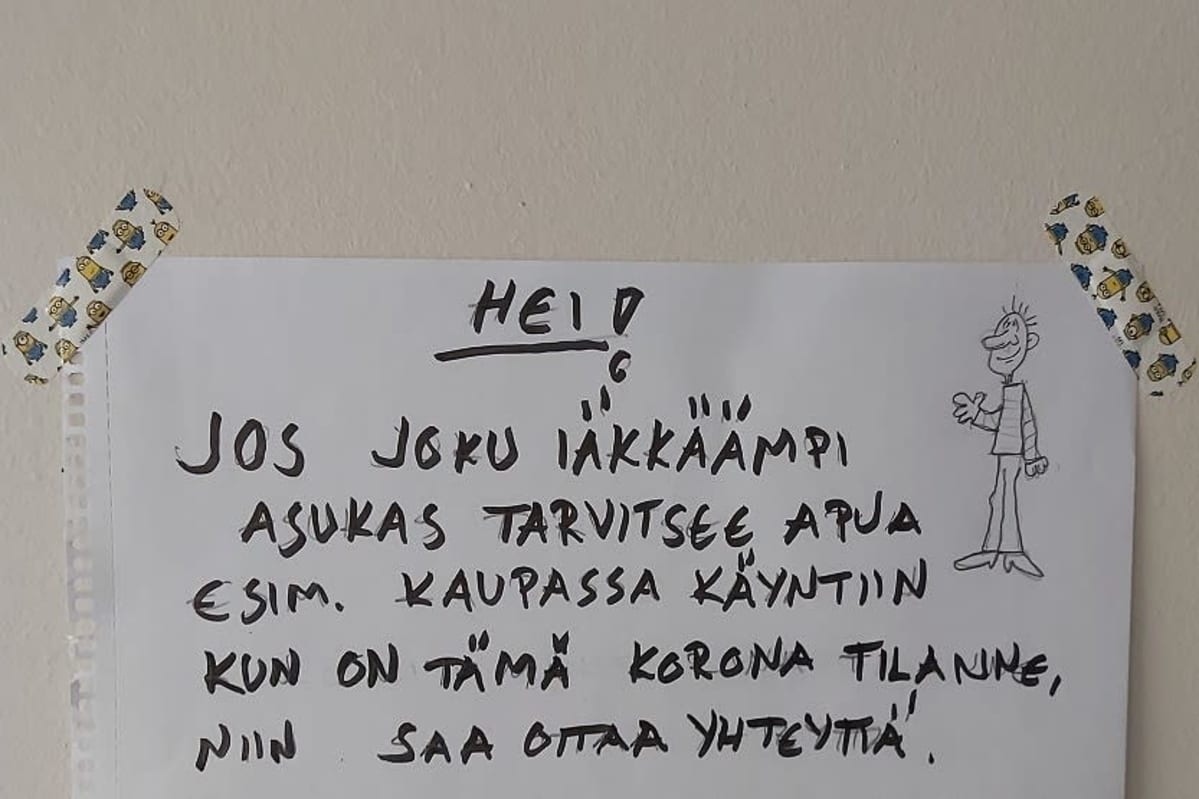 Lappu, jossa Pasi Paunu tarjoaa apuaan