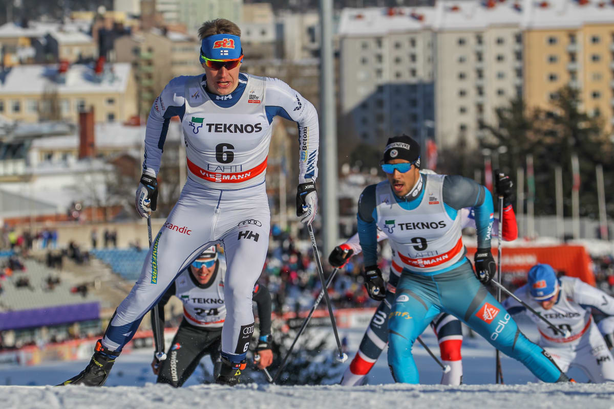 Anssi Pentsinen sprinttifinaalissa Salpausselälä 2018.