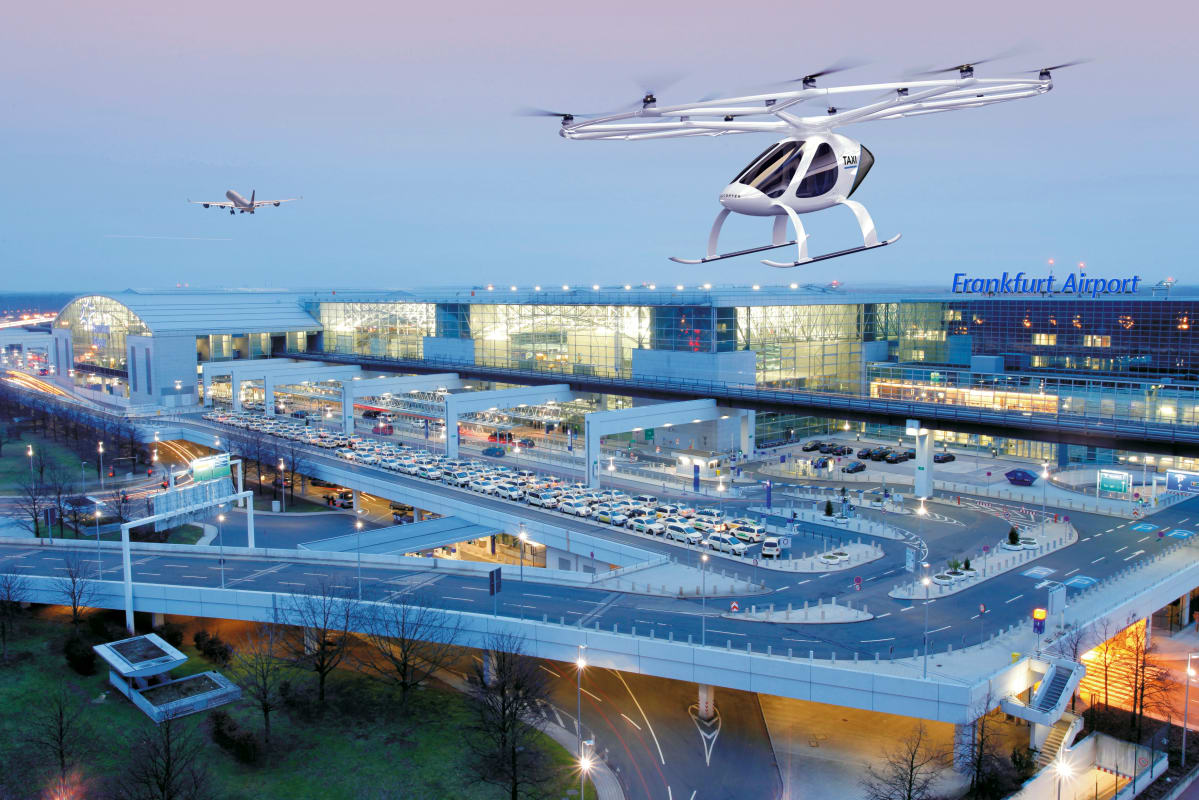 Volocopter Frankfurtin lentokentällä havainnekuva