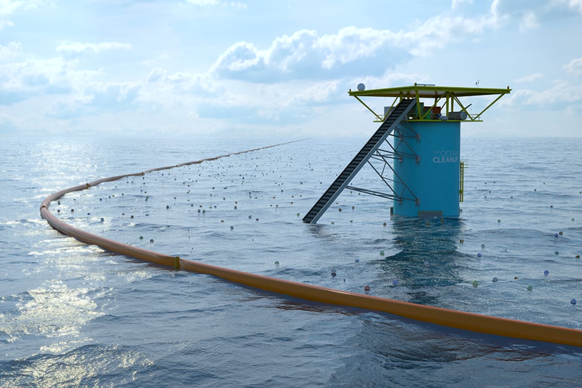 Boyan Slatin havainnekuva Ocean Clean Up -projektista.