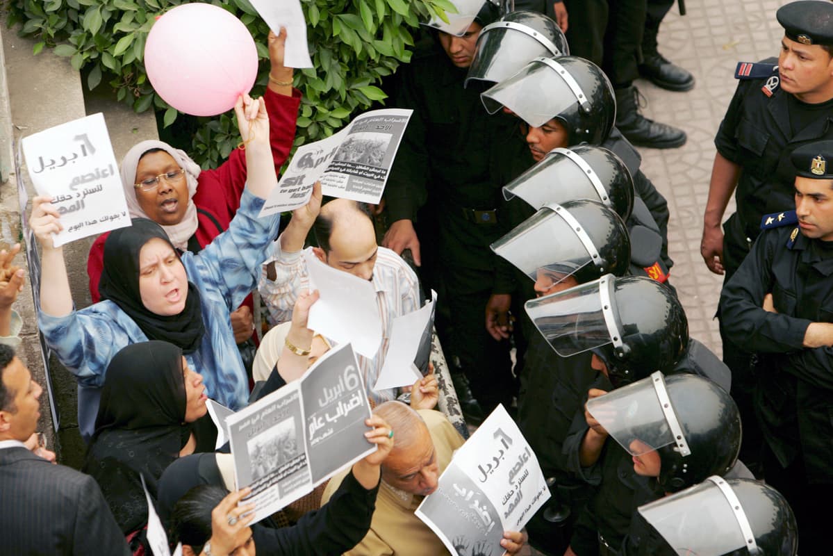 Ruokakriisin aiheuttama mielenositus Egyptissä vuonna 2008.