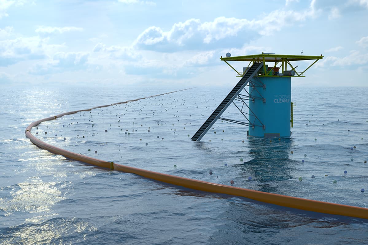 Boyan Slatin havainnekuva Ocean Clean Up -projektista.