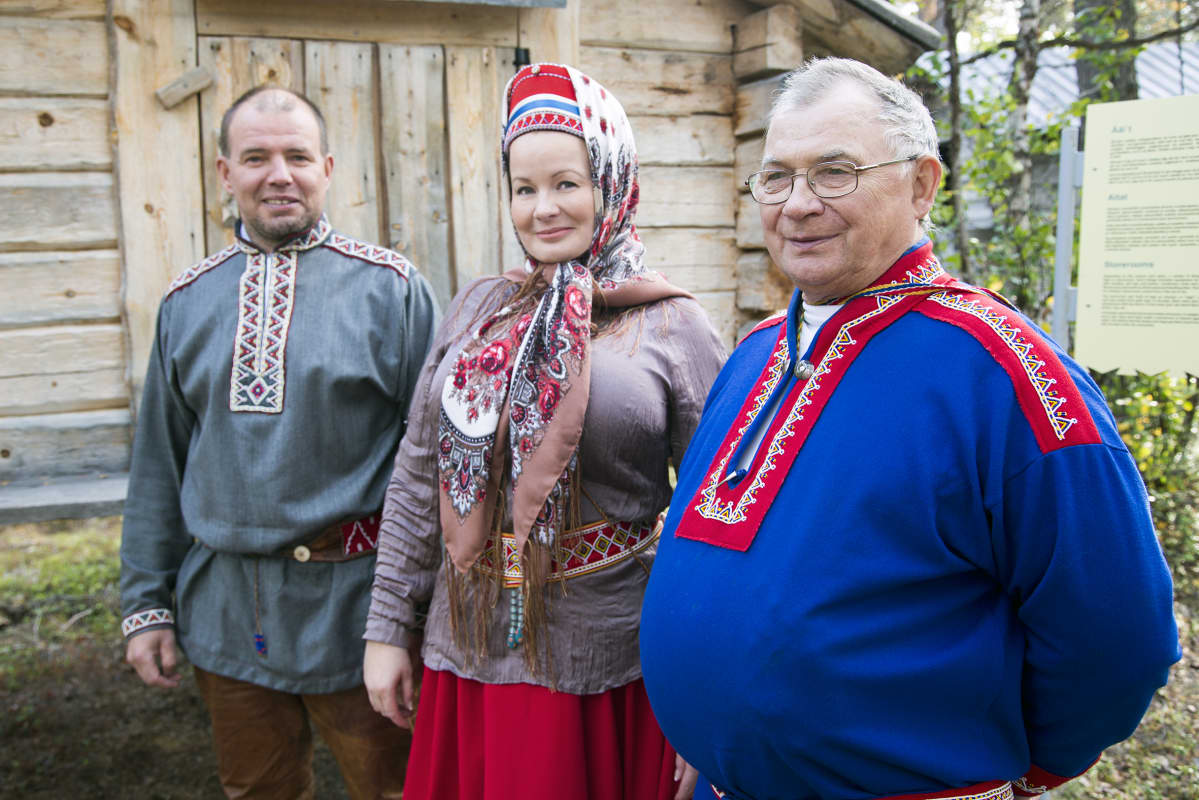Kolttien luottamusmiesehdokkaat 2014: Veikko Feodoroff (vas.), Tanja Sanila ja Sergei KP Fofonoff.