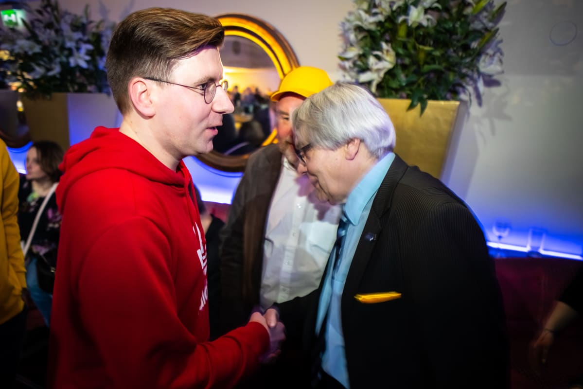 Eduskuntavaalit 2019. Perussuomalaisten vaalivalvojaiset. Sebastian Tynkkynen.