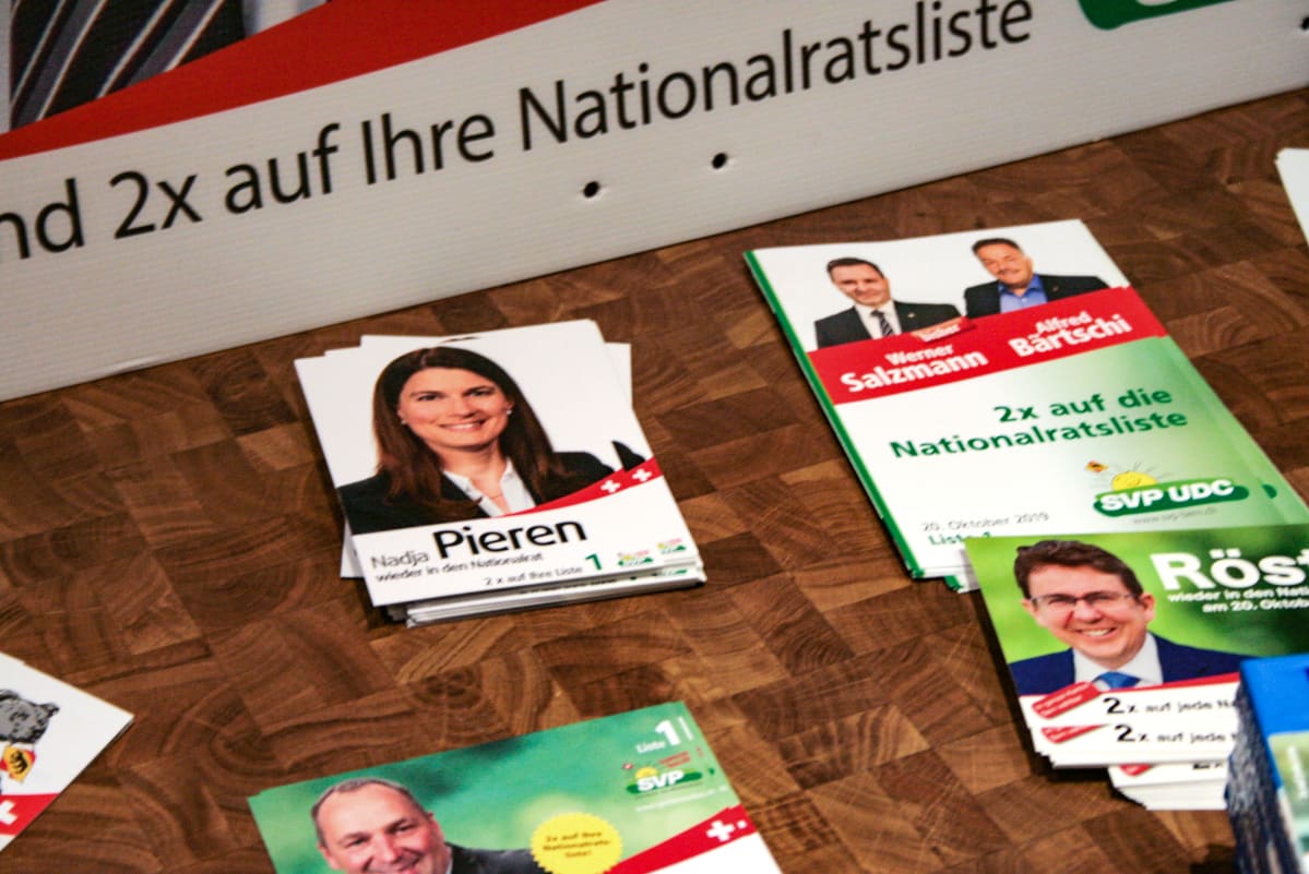 Nadja Pieren on ehdolla sunnuntain vaaleissa.
