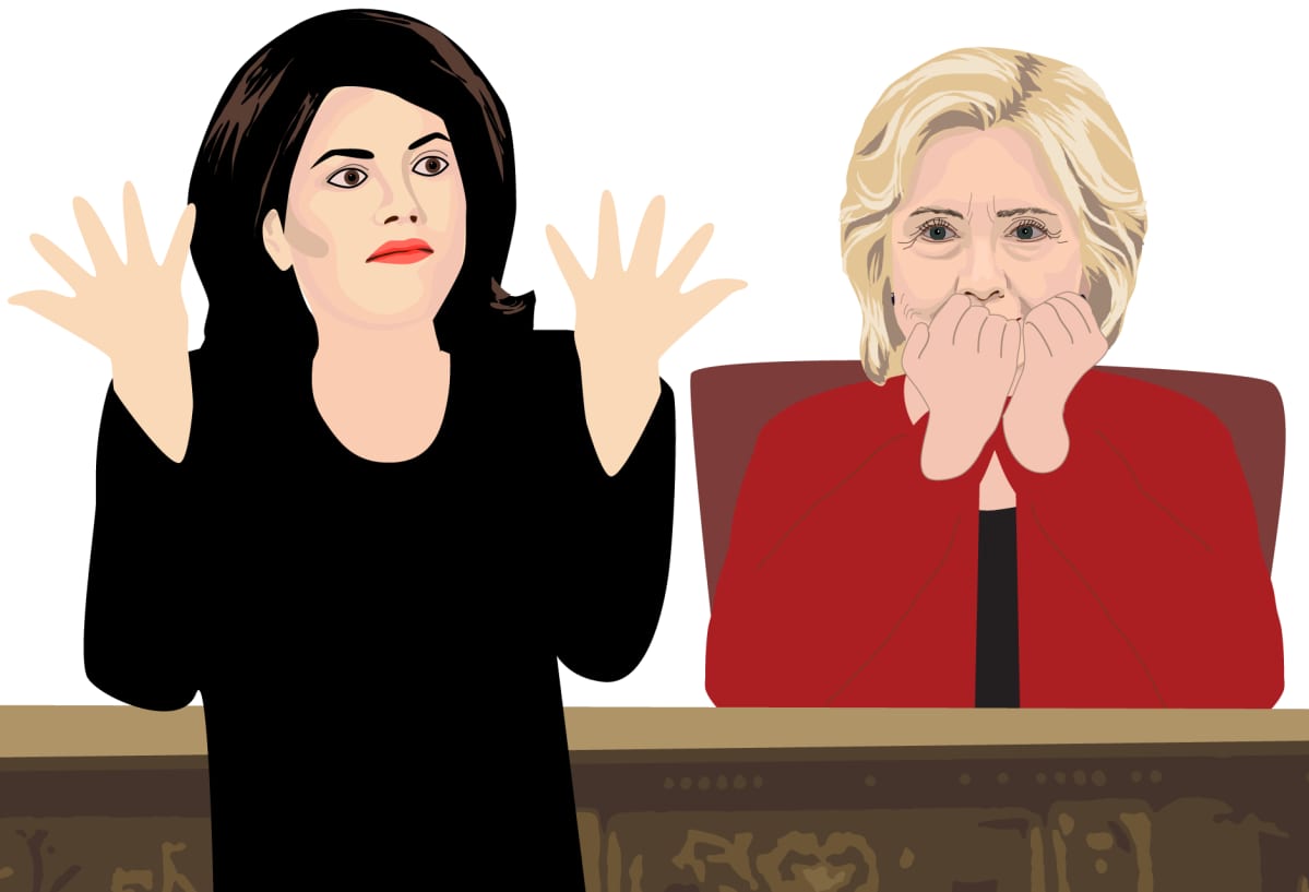 Monica Lewinsky ja Hillary Clinton -piirros