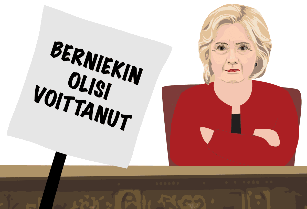 Berniekin olisi voittanut -kyltti.