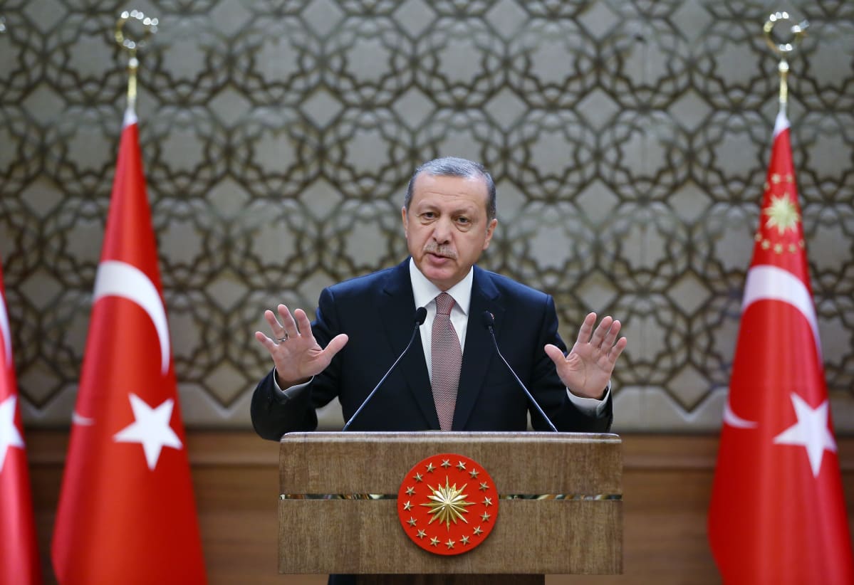 Turkin presidentti Recep Tayyip Erdogan piti puhetta Ankarassa torstaina 26. marraskuuta.