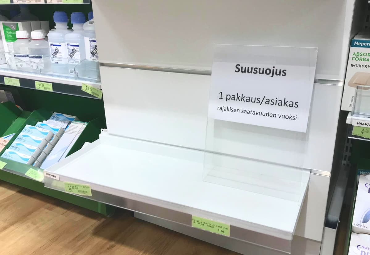 Hengityssuojaimet ovat loppu apteekeista.