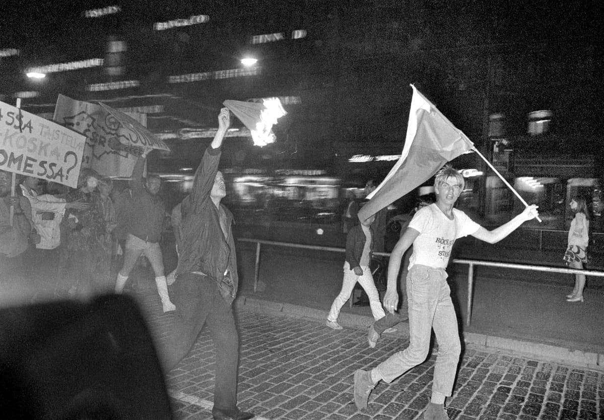 Neuvostoliiton miehitettyä Tsekkoslovakian Suomessa osoitettiin mieltä.