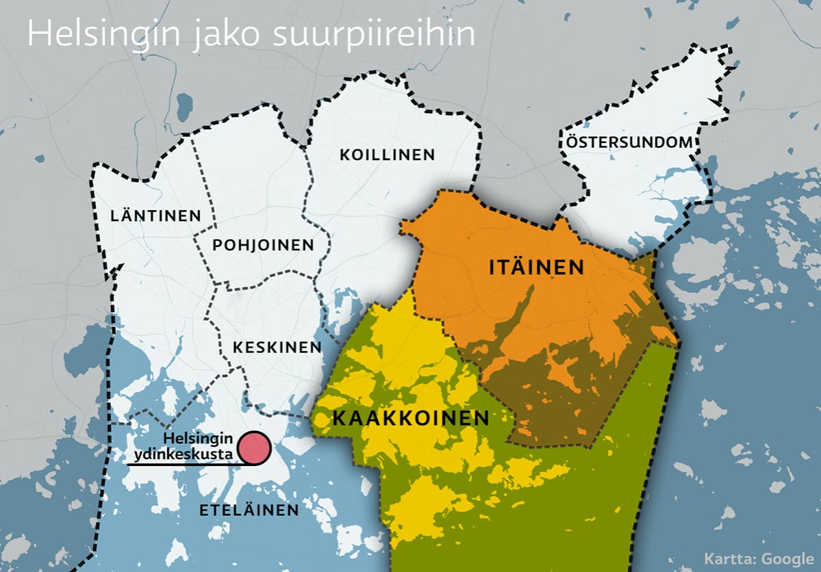 Helsingin jako suurpiireihin