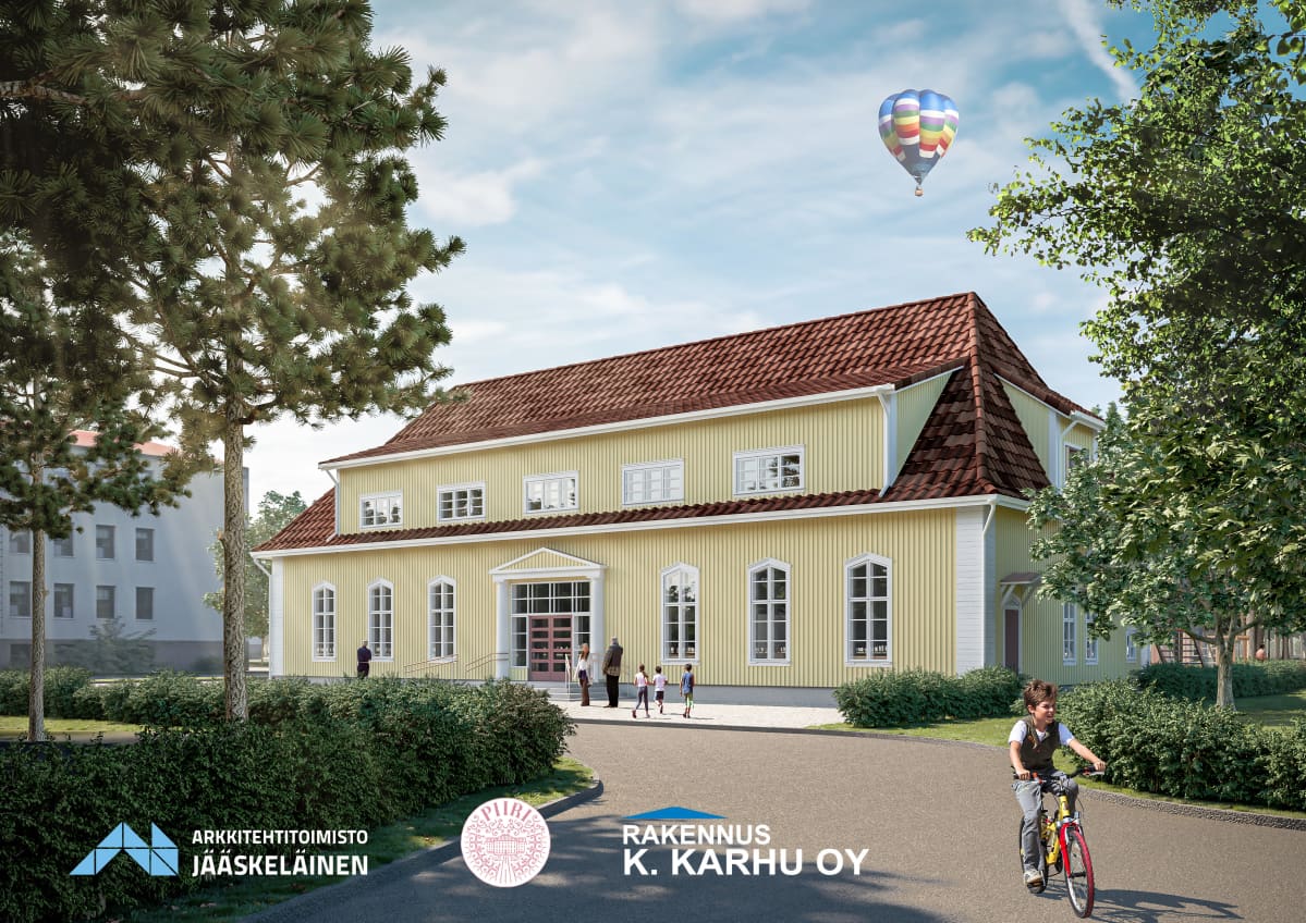 Tältä tulee näyttämään kesällä 2020 valmistuva Kauppalantalo, johon Steinerkoulu asettuu.