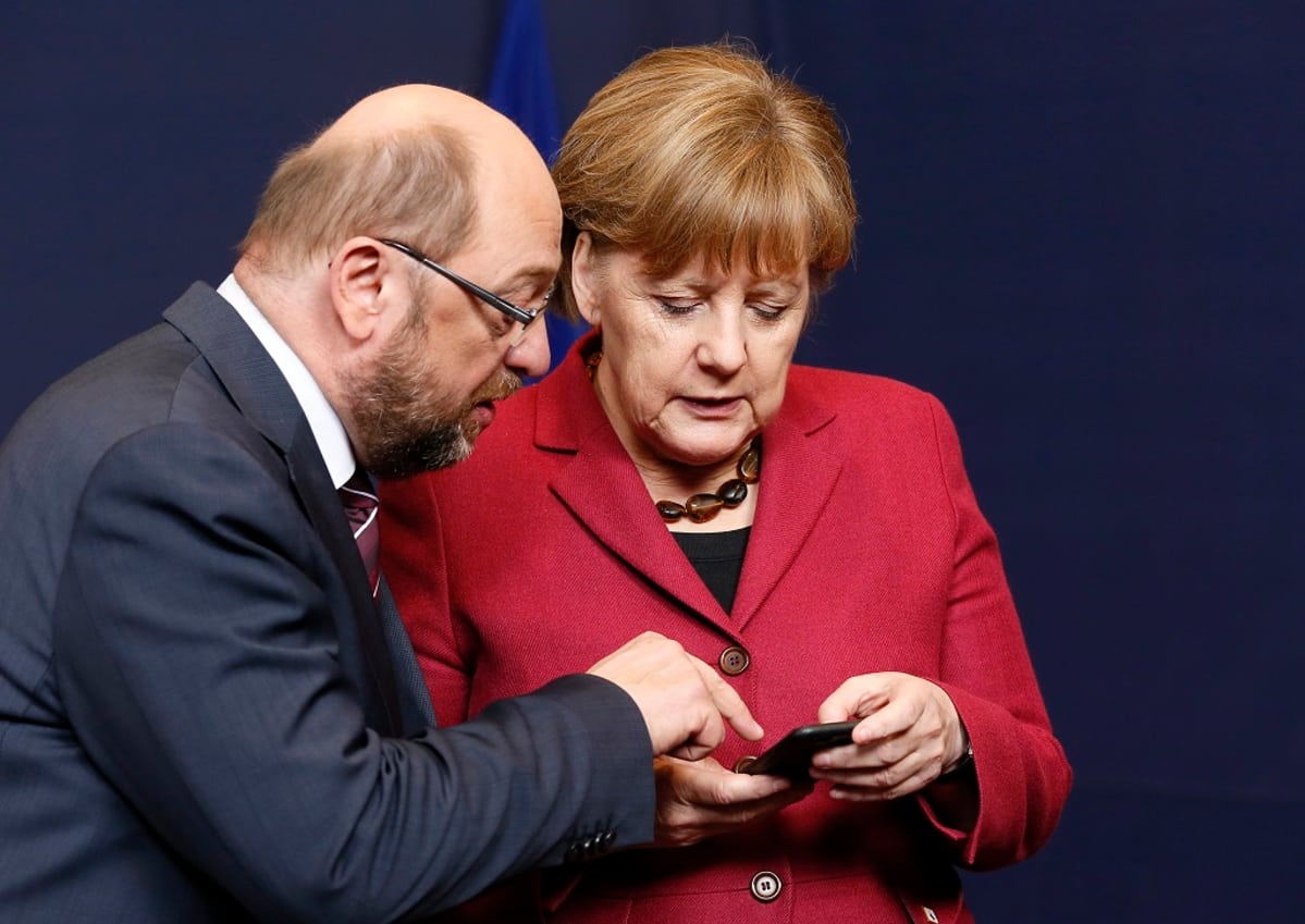 Martin Schulz ja liittokansleri Angela Merkel