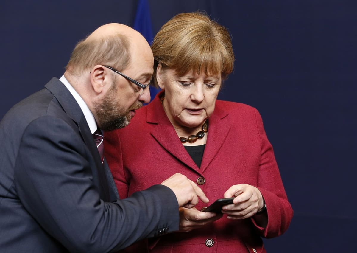 Martin Schulz ja liittokansleri Angela Merkel
