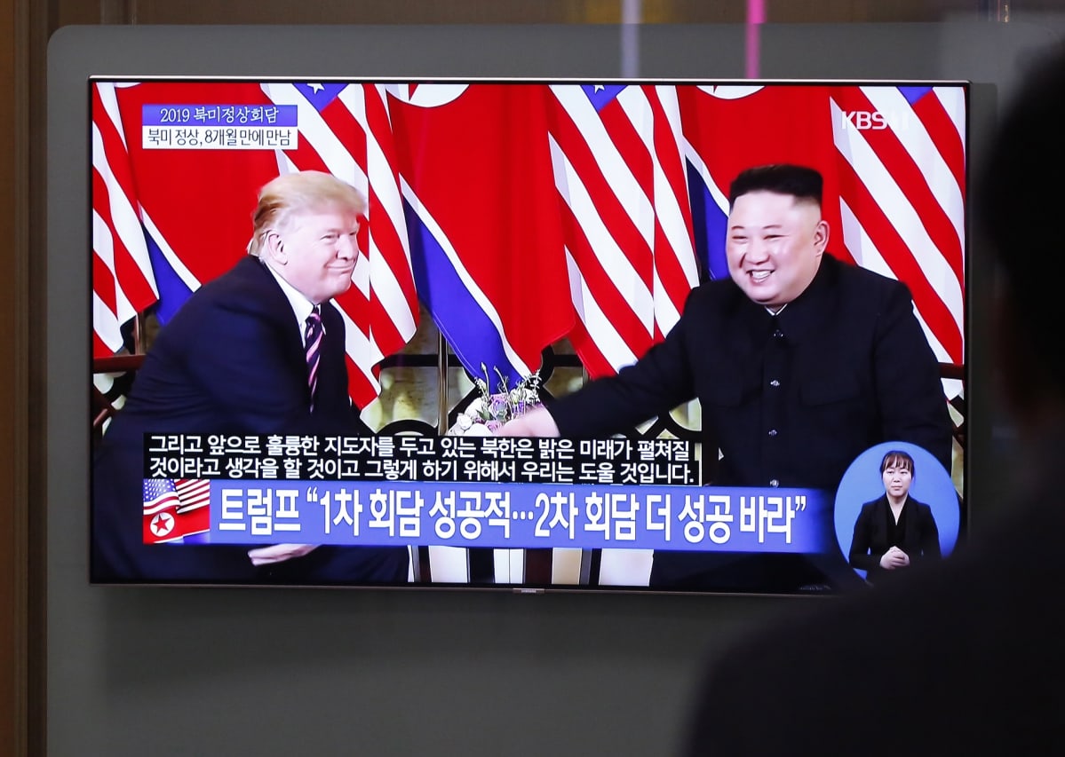 Yhdysvaltain presidentin Donald Trumpin ja Pohjois-Korean johtajan Kim Jong-unin tapaamista seurattiin Etelä-Korean televisiossa.