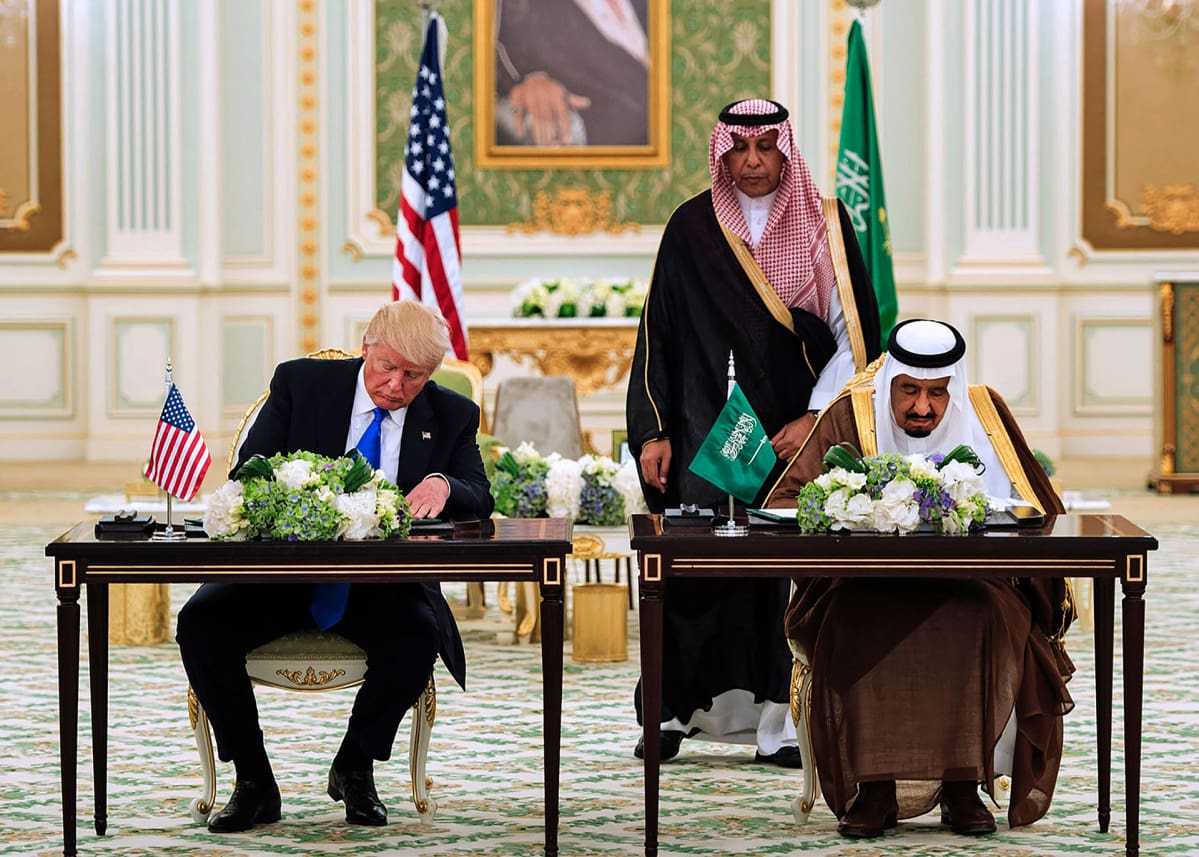Yhdysvaltain presidentti Donald Trump ja Saudi-Arabian kuningas Salman.