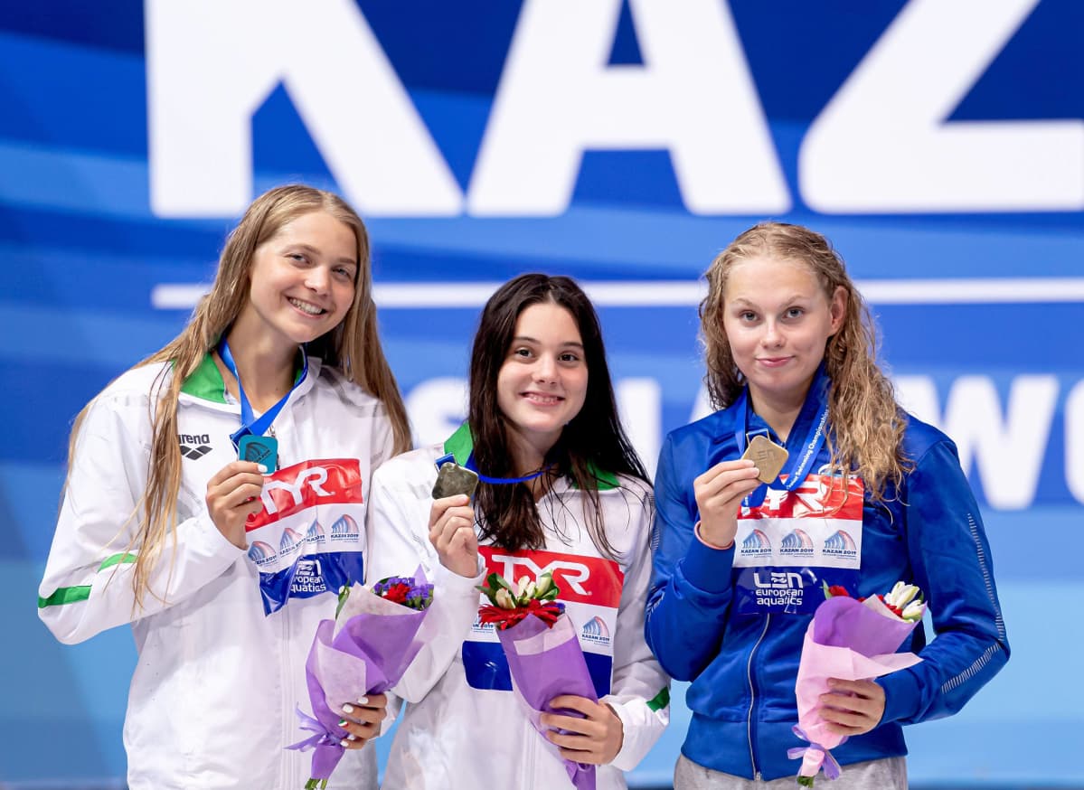 FABIAN Fanni HUNGARY Silver, BERECZ Blanka HUNGARY Gold, LAHTINEN Laura FIN pronssi, EM-kisat nuoret 2019