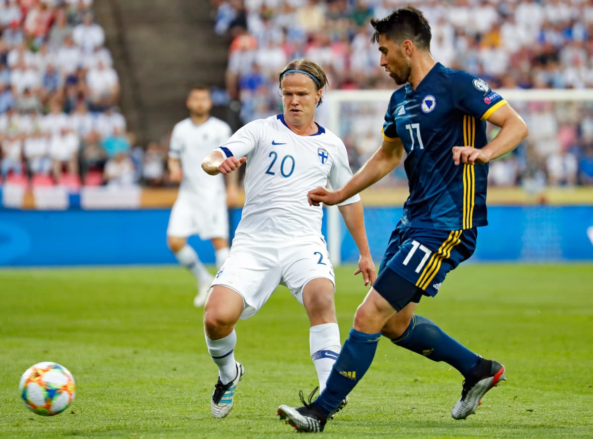 Petteri Forsell Bosnia-Hertsegovinaa vastaan kesäkuussa 2019.