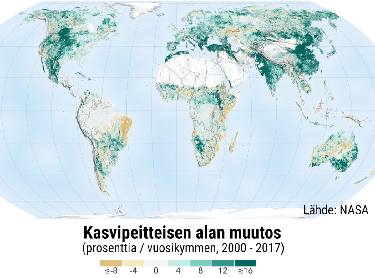 Kasvipeitteisen alan muutos maailmassa