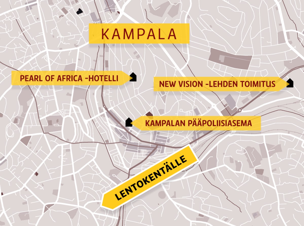 Kartta Ugandan Kampalasta.