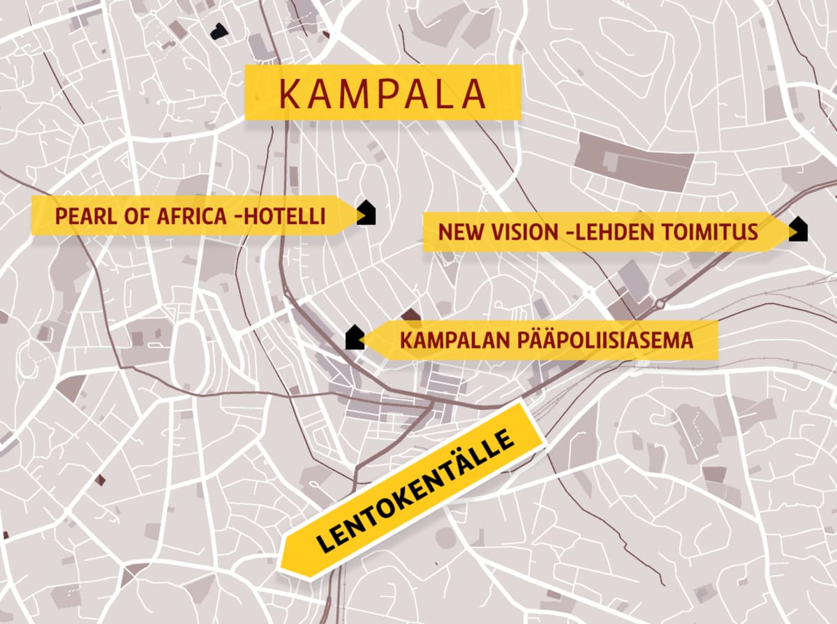 Kartta Ugandan Kampalasta.