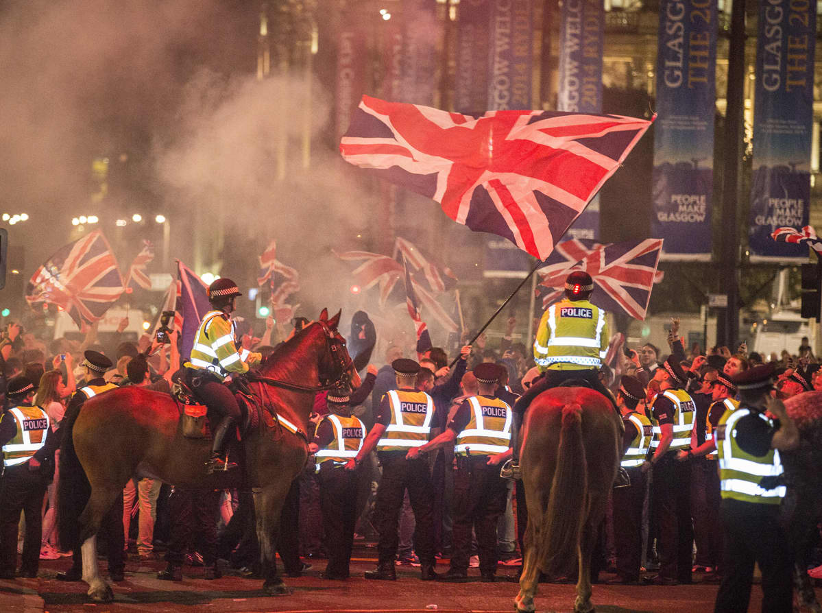 Mielenosoittajia Glasgowissa 2014.