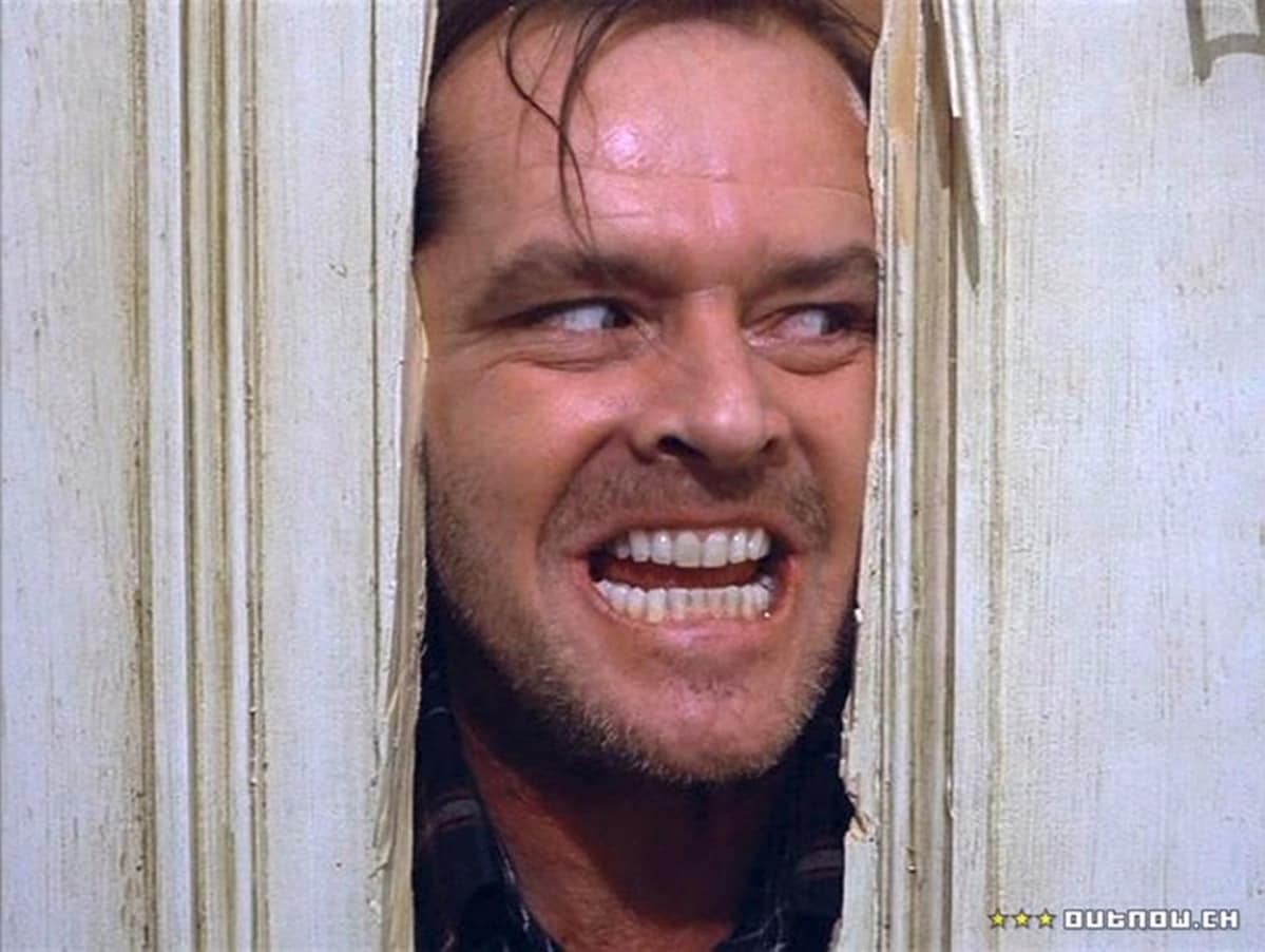 Jack Nicholson huutaa oveen hakatusta reiästä.