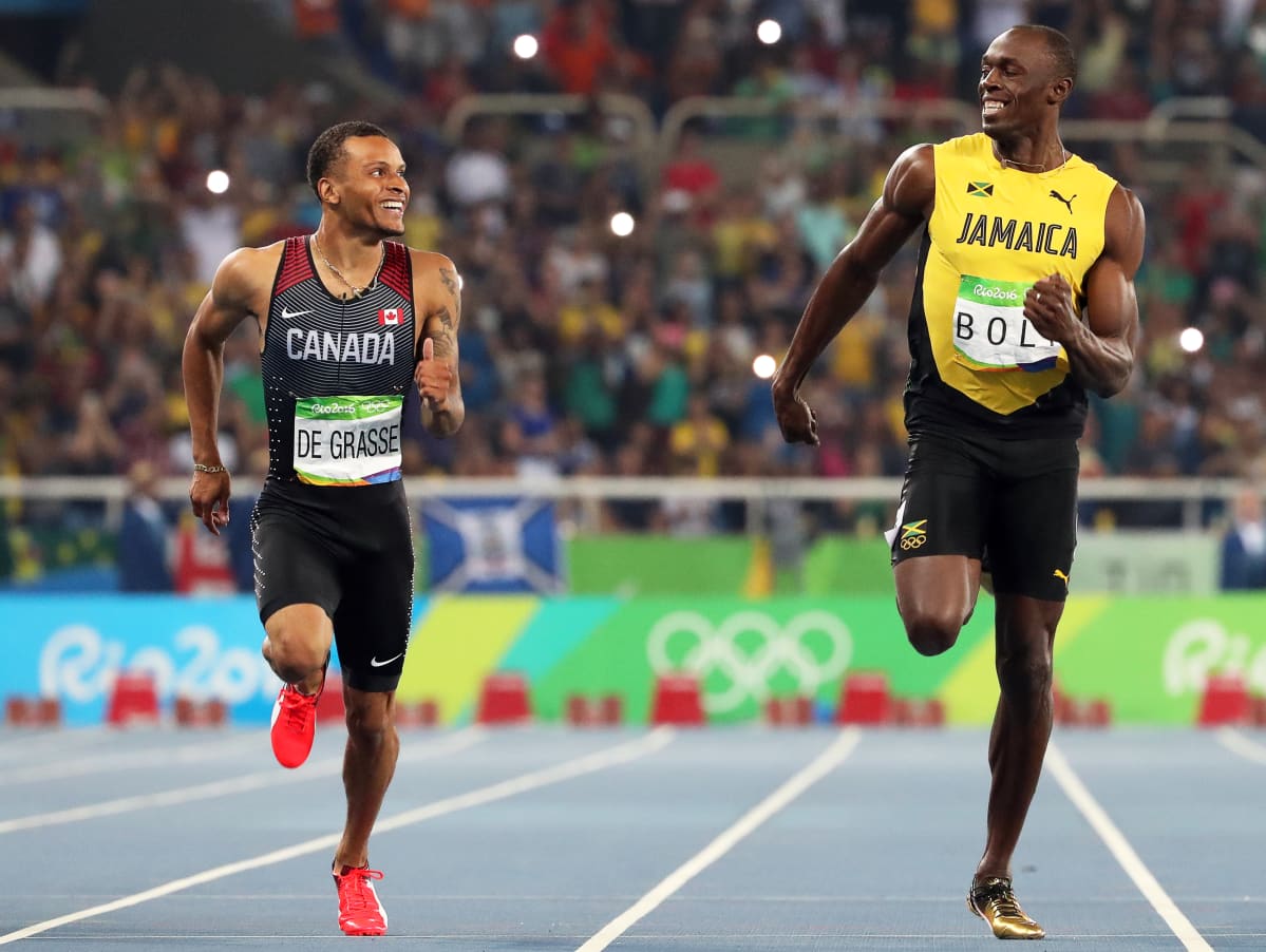 Andre de Grasse ja Usain Bolt