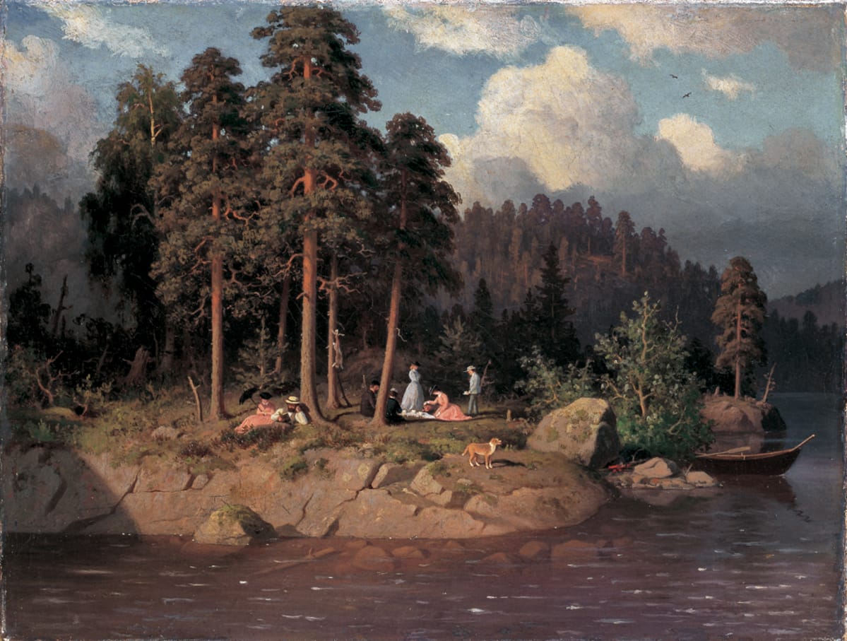 Ferninand von Wright: Retkiseurure Haminalahdella (1869), öljy kankaalle.