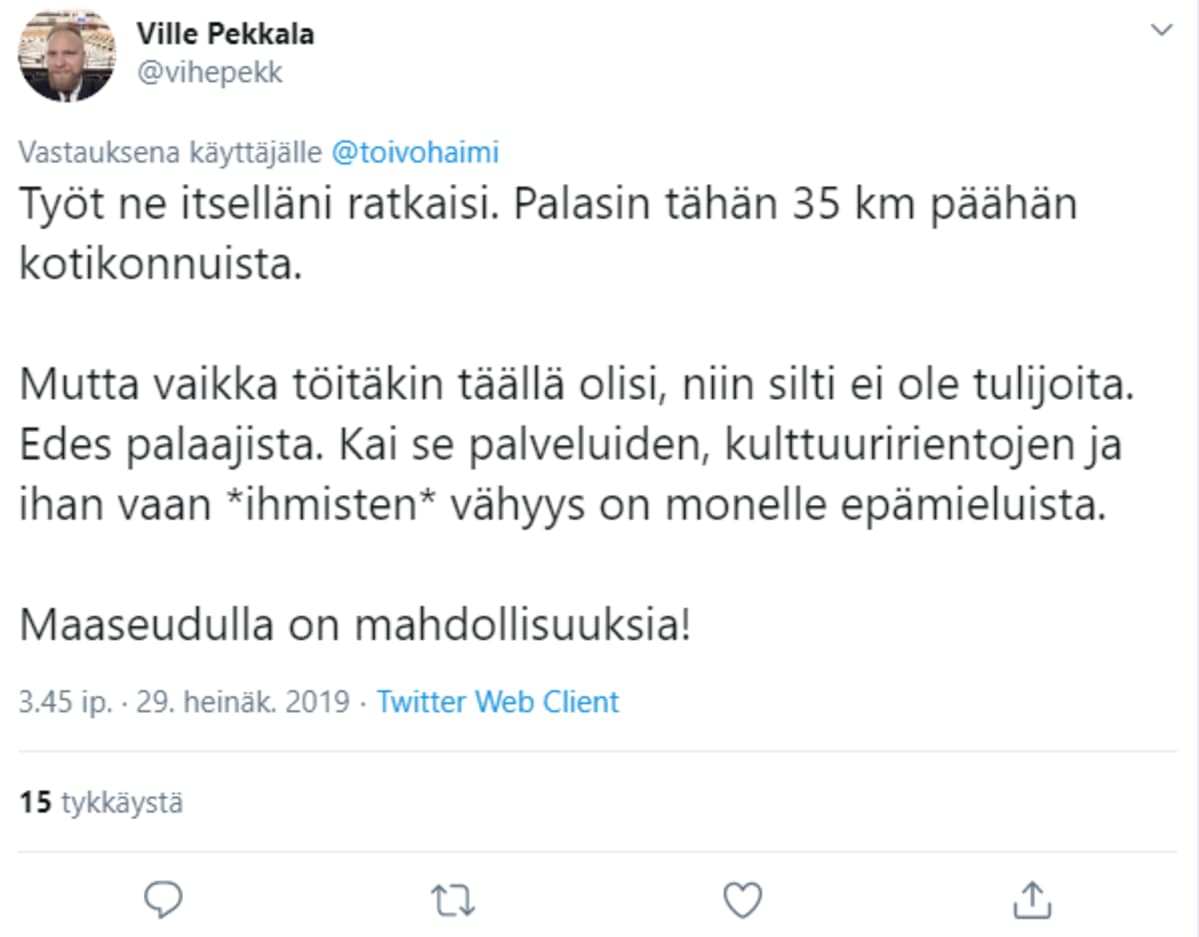 Pekkala, tviitti