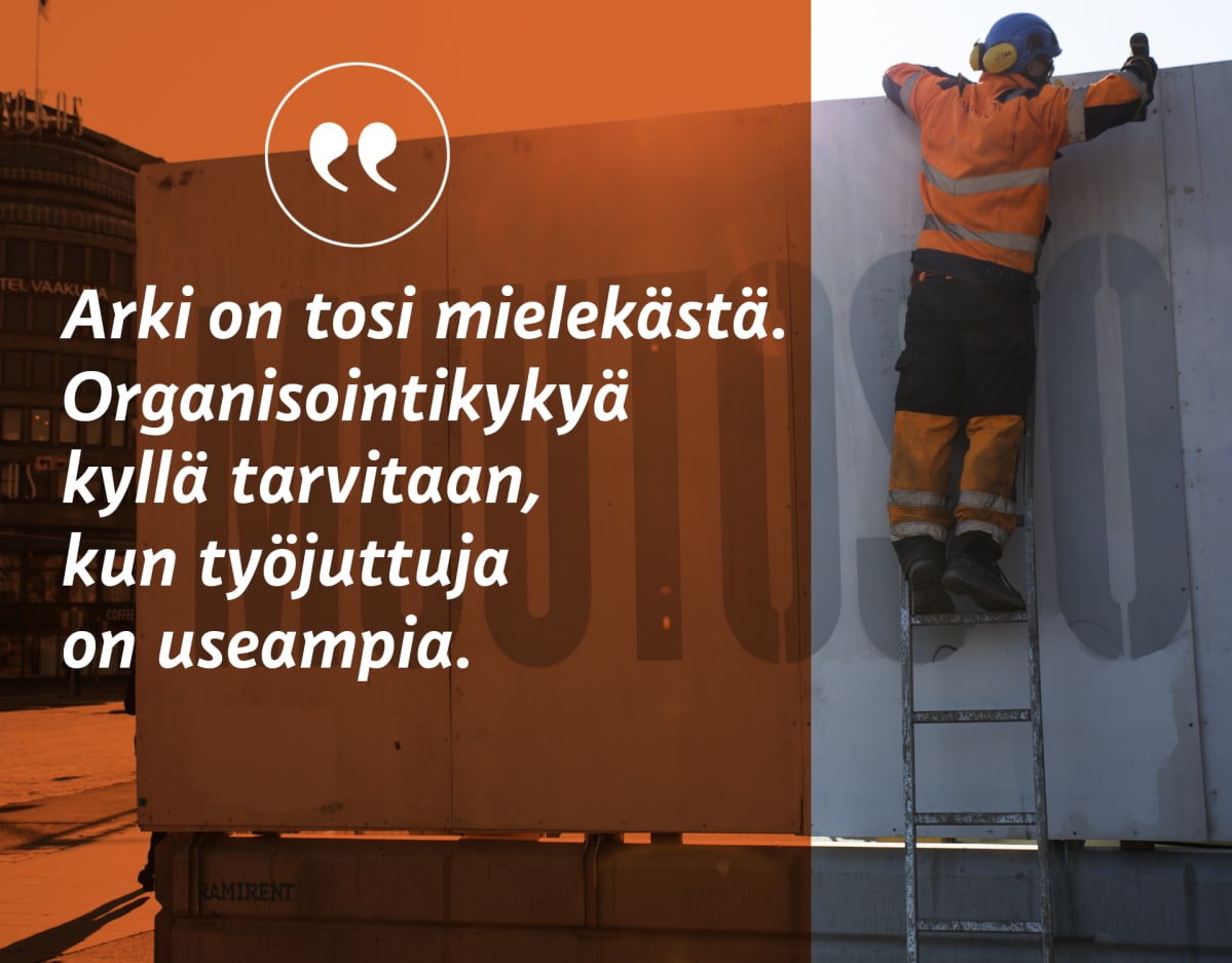 Grafiikka. Arki on tosi mielekästä. Organisointikykyä kyllä tarvitaan, kun työjuttuja on useampia.