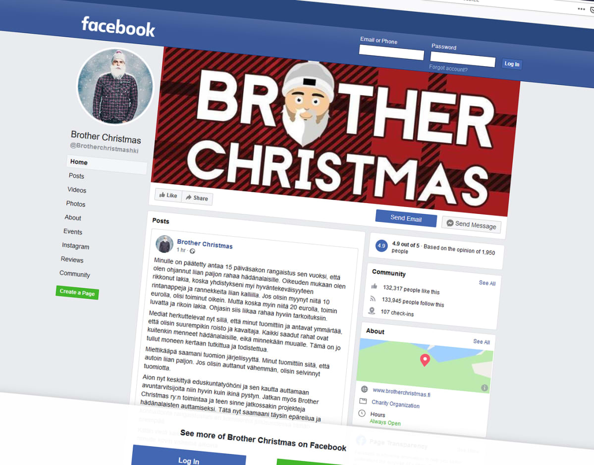 Brother Christmasin facebook-sivu